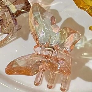 Y2K Vintage Look Peach Butterfly Hair Clip Acrylic Thick Hair Women and Girls